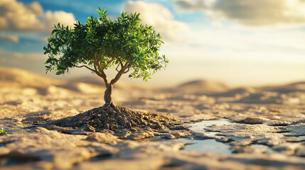 World Environment Day 2024 concept highlighting land restoration, desertification, and drought resilience, featuring a 3D tree background. 