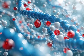 Poster - A blue and white DNA strand with red and white beads