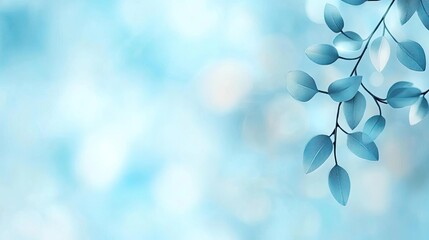a serene blue background featuring delicate leaves, perfect for creating a calming atmosphere in var