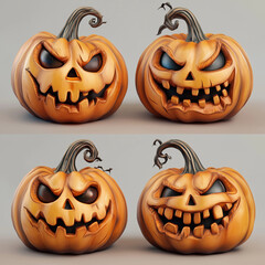 A Halloween jack-o-lantern set