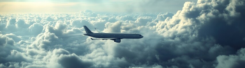 Airplane Flying Above a Sea of Clouds