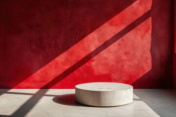 Canvas Print - A red wall with a white shadow on it