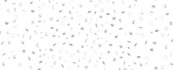 Wall Mural - Silver stars confetti rain festive holiday background. background silver paper foil stars