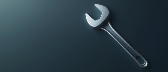 Silver Wrench on Dark Background