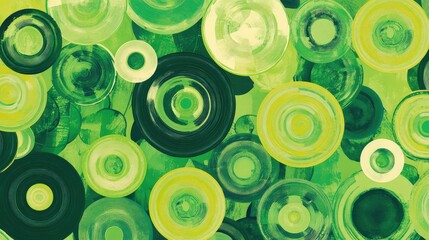 Canvas Print - Vibrant abstract visual featuring bold green and lime circles in a repeating pattern.