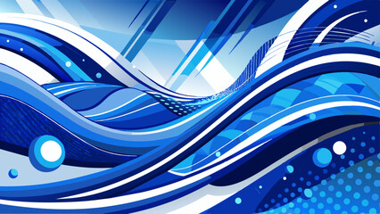 Wall Mural - Abstract blue and white wavy, Futuristic and technology background