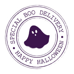 Wall Mural - Happy Halloween Special Delivery Round Postal Stamp