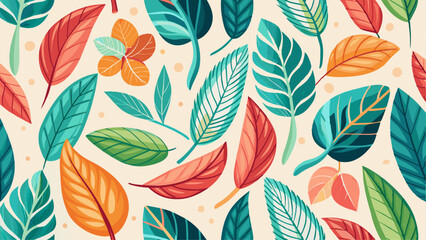 Seamless patterns cute leaves background, Water color style, Rep