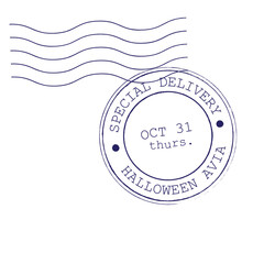 Wall Mural - Happy Halloween Round Postal Stamp