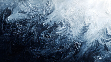 Poster - Abstract icy patterns create mesmerizing visual effect, evoking sense of tranquility and coolness. intricate designs resemble frost or ice formations, capturing beauty of winter.