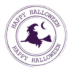 Wall Mural - Happy Halloween Round Postal Stamp