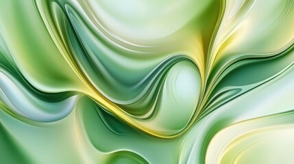 Elegant abstract pattern with smooth green and lime curves.