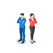 © Trostinka_25 - isometric vector business man and woman, in color on white background, colleagues or opponents