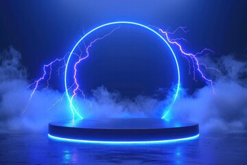 Poster - A blue and purple glowing orb with a lightning bolt in the center