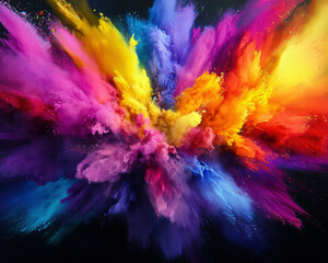 Poster - Experience a stunning display of vivid hues bursting forth, creating a mesmerizing explosion of color. This artwork captures the beauty and energy of dynamic color interactions.