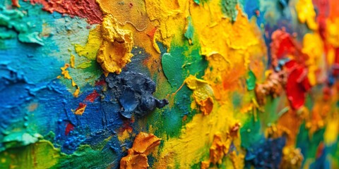 Wall Mural - Abstract Artist Palette - Close Up - Oil Paints - Vibrant Swirls of Color - A Symphony of Texture