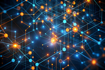 Poster - Neural Network Nebula: A vibrant, high-tech abstract of interconnected nodes and pathways, symbolizing the intricate beauty and power of artificial intelligence. 