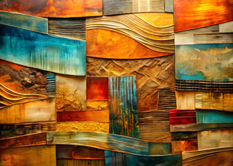 Poster - Symphony of Colors and Textures: Abstract masterpiece evokes emotions with vibrant hues and intricate layers.