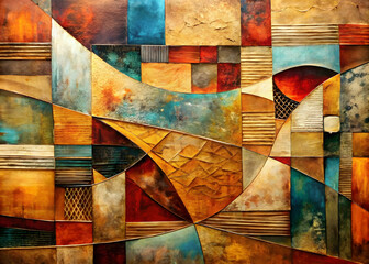 Poster - Symphony of Colors and Textures: Abstract masterpiece evokes emotions with vibrant hues and intricate layers.
