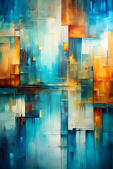 Wall Mural - Urban Abstract: A symphony of vibrant colors and textures, this abstract painting evokes the energy and dynamism of city life.