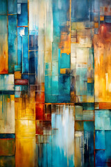 Wall Mural - Urban Abstract: A symphony of vibrant colors and textures, this abstract painting evokes the energy and dynamism of city life.