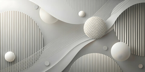 Poster - abstract white 3d sphere and stripe pattern background