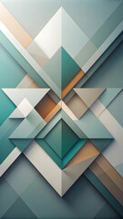 Poster - geometric symmetry: a symphony of teal, white, and gold triangles in a minimalist abstract compositi