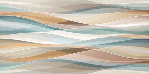 Poster - Serene Flow: Abstract waves in gentle earth tones create a calming and elegant pattern.