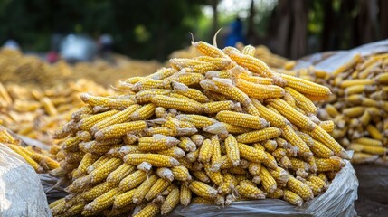 Canvas Print - A Large Pile of Dried Corn on the Cob