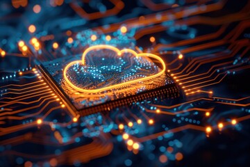 Wall Mural - A computer chip with a cloud on it