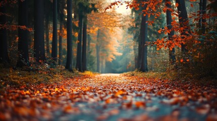 Canvas Print - Autumnal Path in a Forest