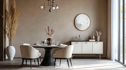 Sticker - Modern Dining Room with Beige and Brown Tones