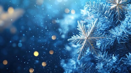 Wall Mural - blue christmas background with snowflakes, stars and empty space. copy space for your text. merry xm