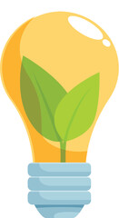 Poster - Light bulb with green leaves growing inside is representing eco friendly renewable energy source