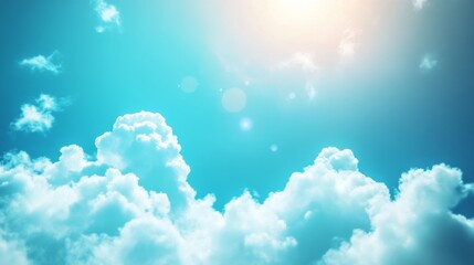 Sticker - Bright blue sky and fluffy clouds