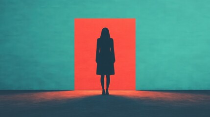 Wall Mural - person in shadow, bright light shining from behind, 3d illustration