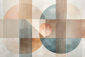 Poster - geometric harmony: a symphony of pastel hues and textured tiles, this image embodies modern design w