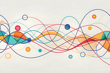 Poster - Abstract Interconnectedness: A vibrant and dynamic abstract illustration of colorful lines and spheres, representing the interconnectedness of ideas, thoughts, and relationships.  
