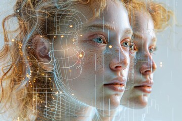 Poster - A woman's face is shown in a computer-generated image