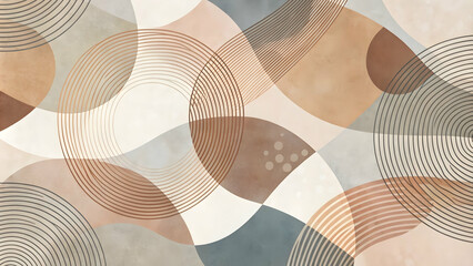 Poster - abstract geometry in earthy tones: a minimalist design featuring overlapping translucent shapes in a