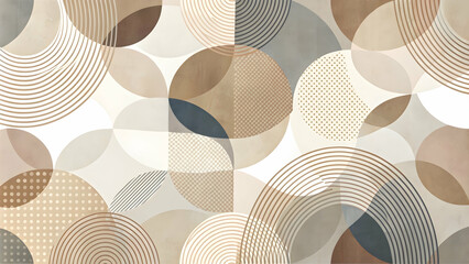 Poster - abstract geometry in earthy tones: a minimalist design featuring overlapping translucent shapes in a