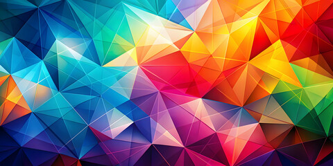 Canvas Print - kaleidoscope of geometry: a vibrant, abstract composition of multicolored triangles, bursting with e