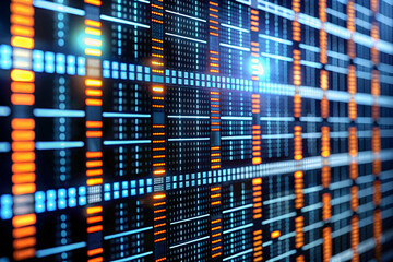 Poster - Digital Grid: A mesmerizing abstract design with vibrant orange and blue lines intersecting in a complex geometric pattern, representing the interconnectedness of data and technology.  