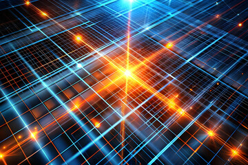 Poster - Digital Network Burst: A vibrant abstract representation of a digital network, showcasing the interconnectedness of data, technology, and information. A burst of light symbolizes the power and potenti