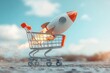 © Store - Rocket Taking Off from Shopping Cart Concept Art