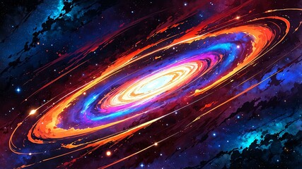 Wall Mural - anime a breathtaking red cosmic nebula swirling with vibrant colors background