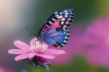 Wall Mural - Purple butterfly on flower