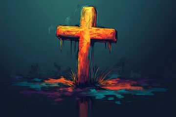 Wall Mural - colorful Christian cross