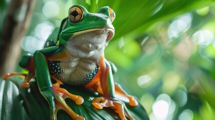 cute_green_background_frog