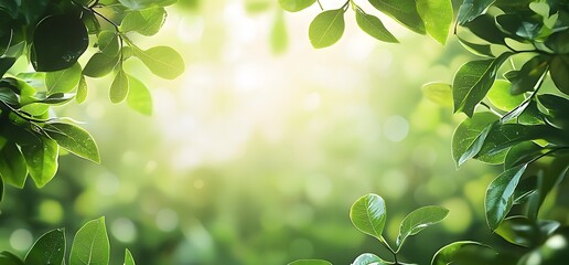 Modern close up of leaves on blurred green background. Premium background for banners or posters